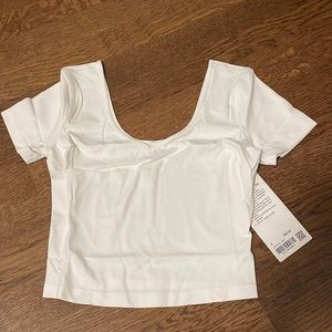 lululemon athletica White Short Sleeve Scoop Neck Crop Top